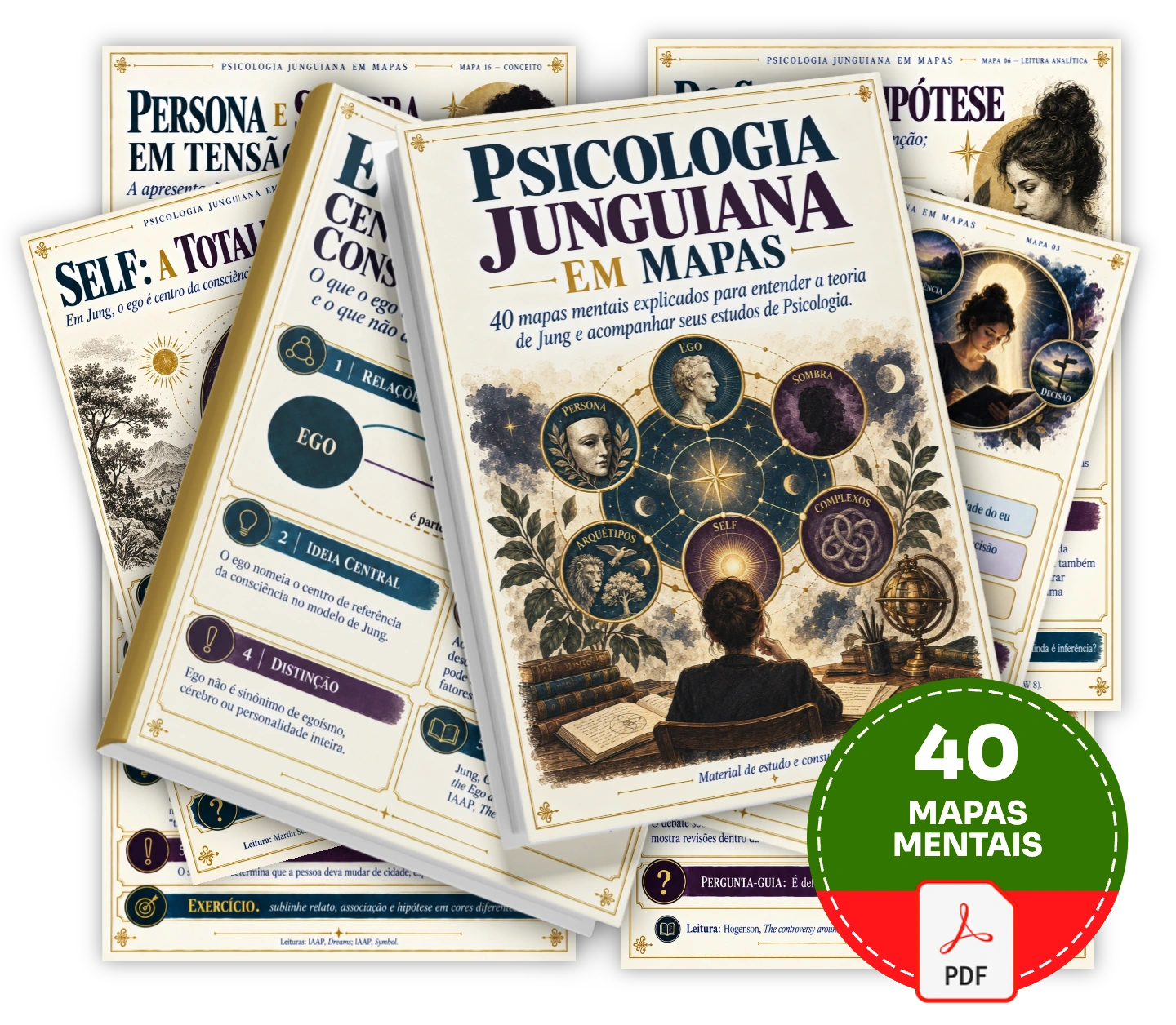40 mapas mentais explicados para entender a teoria de Jung e acompanhar seus estudos de Psicologia.